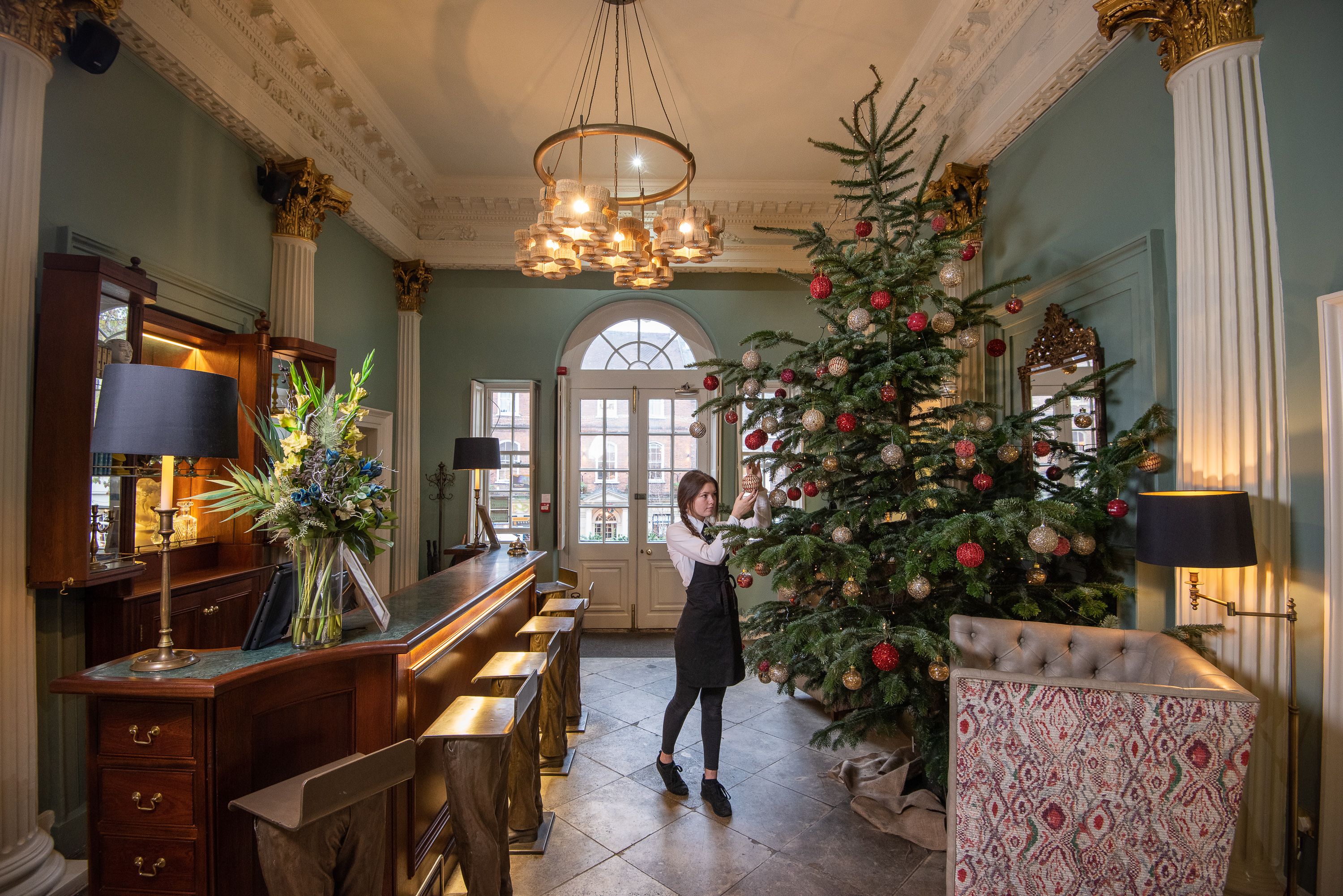 christmas tree in reception area