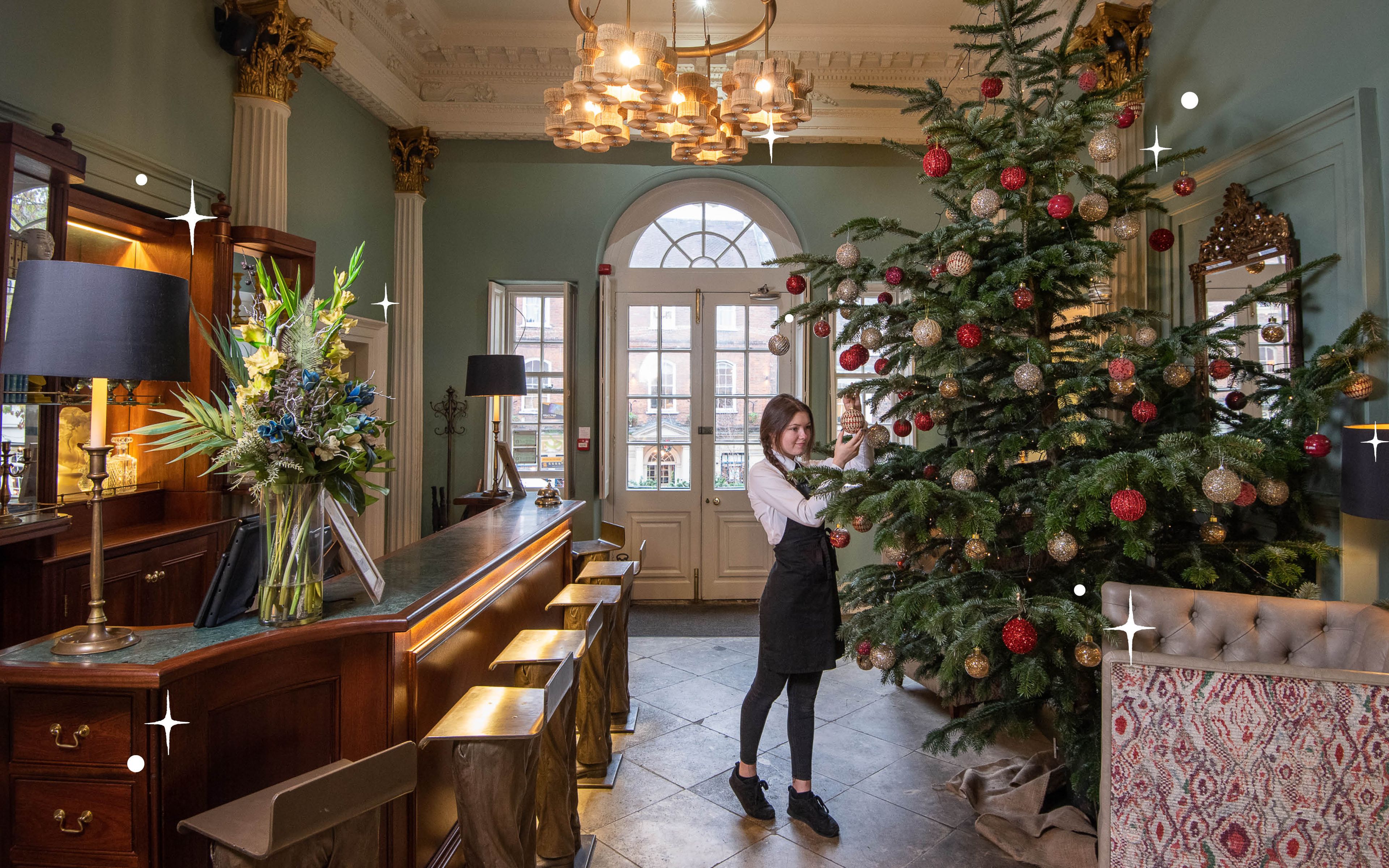 christmas tree in reception area
